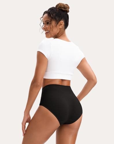 INNERSY Women's High Waisted Underwear Cotton Panties Regular & Plus Size 5-Pack(XL,Darks 1)