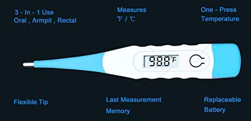 BESTWYA Oral Thermometer, Digital Thermometer for Oral, Rectal or Under Arm Use (A, Pack of 4)