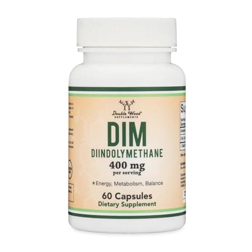 DIM Supplement for Women and Men (Diindolylmethane Estrogen Blocking Supplement, Hormonal Acne Treatment, Hormone Balance for Women) 400mg Servings, 200mg Per Capsule, 60 Capsules by Double Wood
