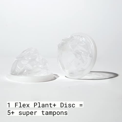 Flex Plant Plus Disc | Plant-Based Disposable Period Discs | Tampon and Cup Alternative | Capacity of 5 Super Tampons | Menstrual Disc Made with Sustainable Medical-Grade Plant Polymers | 12 Count