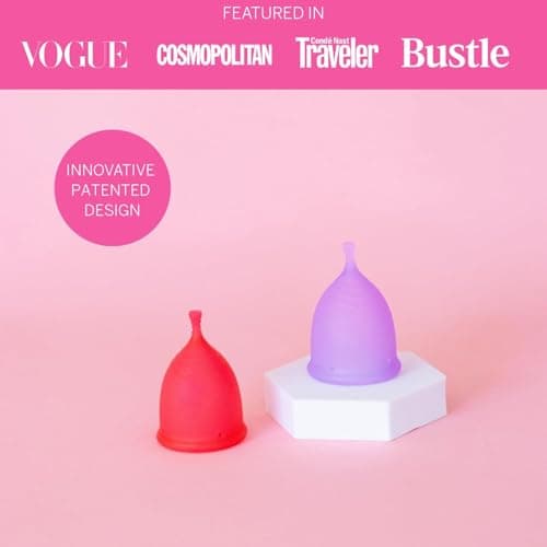 Pixie Cup - Soft, Safe, Reusable Menstrual Cup - Ranked 1 for The Best Tampon Alternative - 100% Medical-Grade Silicone Period Cup for Feminine Care - Buy One We Give One (Pink, Large)