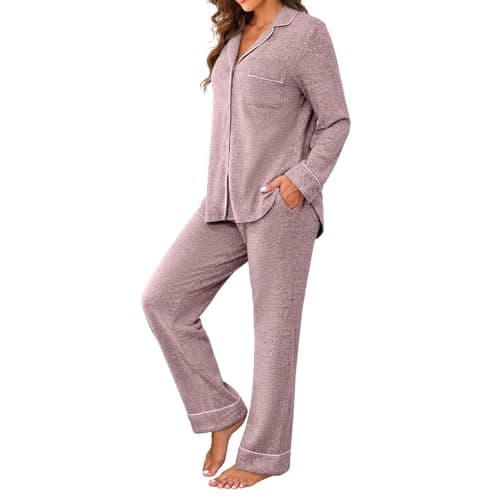 Shamyoy Pajamas for Women Set 2 Piece, Super-Soft Long Sleeve Postpartum PJS (US, Alpha, Medium, Regular, Regular, Pink)