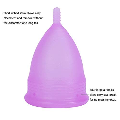 Croing Reusable Menstrual Cup Set of 4, Period Cup, 2 pcs Small and 2 pcs Large (Purple and White)