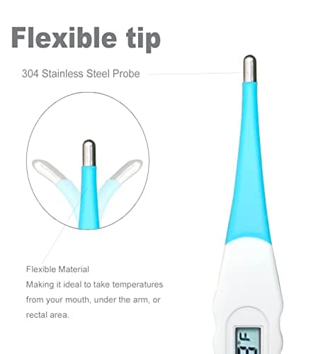 BESTWYA Oral Thermometer, Digital Thermometer for Oral, Rectal or Under Arm Use (A, Pack of 4)