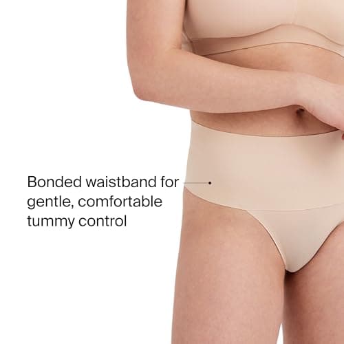 SPANX SPANXsupersmooth Undie-tectable Thong - Comfortable Core Control - Invisible Shapewear - Women No Show Thong Underwear - Soft Nude - Medium