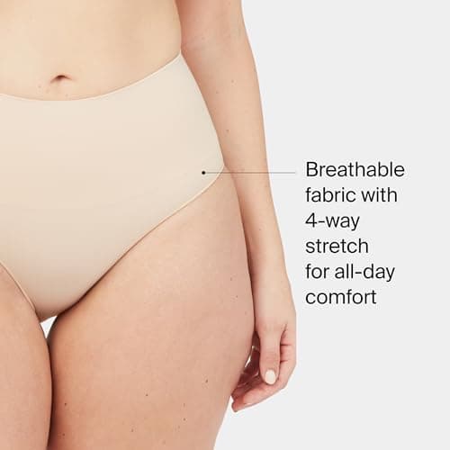 SPANX SPANXshape Everyday Shaping Brief - Core Control Shapewear Underwear - Invisible Under Clothes - Seamless Design - Soft Nude - Medium