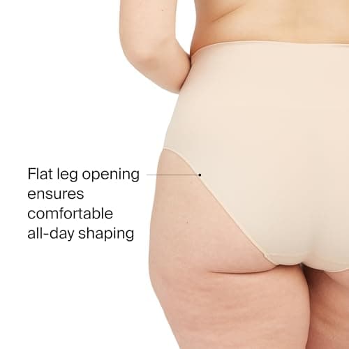 SPANX SPANXshape Everyday Shaping Brief - Core Control Shapewear Underwear - Invisible Under Clothes - Seamless Design - Soft Nude - Medium