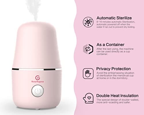 ROSA RUGOSA Menstrual Cup Sterilizer, Steamer Cleaner 3-in-1 for Cleans, Dries, and Stores Your Period Cup- Auto Shut-Off- Leak-Free - Eliminates up to 99.9%