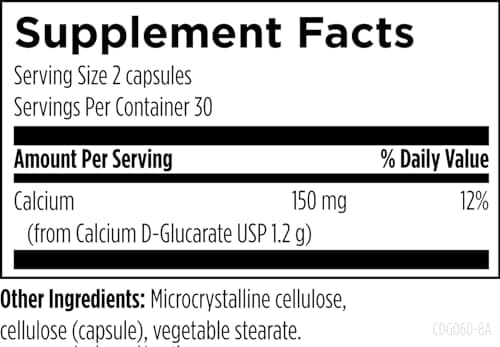Designs for Health Calcium D-Glucarate - 1200mg CDG for Liver Support - Detoxification + Healthy Hormone Metabolism Support Supplement for Men + Women - Non-GMO, Soy-Free (60 Capsules)