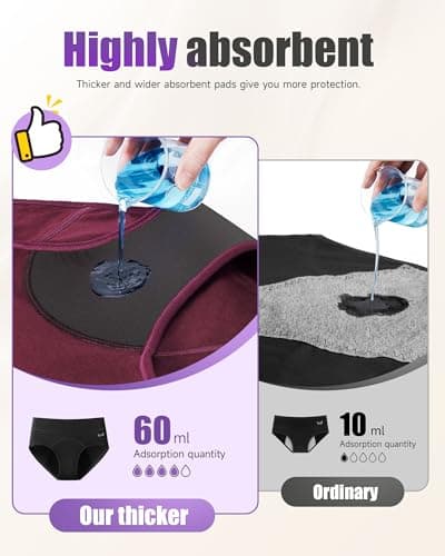 TANSTC Heavy Flow Leakproof Period Underwear Women Cotton Postpartum Teens Hipster 3 Pack Dark Color M