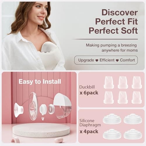 10PCS Breast Pump Parts, 6Pack Silicone Duckbill Valve & 4Pack Silicone Diaphragm Compatible with Momcozy M5 Wearable Breastpump, M5 Breast Pumps Replacement Accessories Breastfeeding Essentials Kit