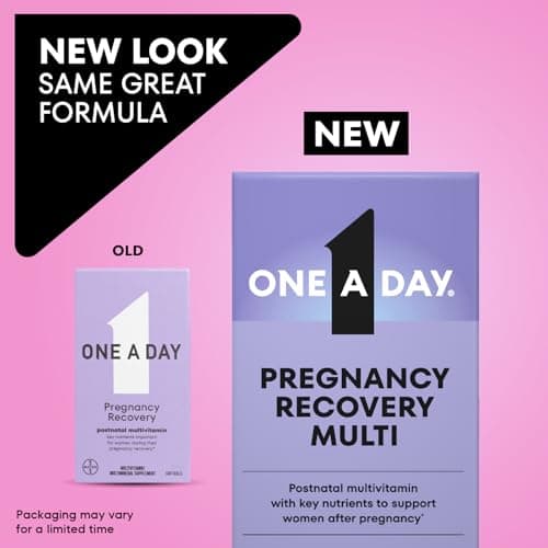 One A Day Postnatal Vitamins for Women, Postnatal Multivitamin with Folic Acid, Omega-3 DHA, B Vitamins, Support Immune Health, Breastfeeding, Post Partum Essential Nutrients for Women, 60 Ct