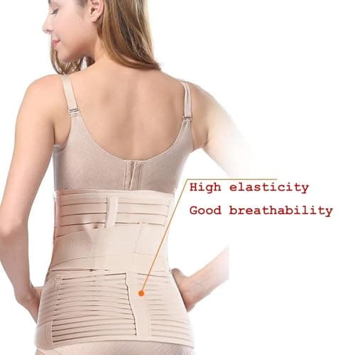 TiRain Postpartum Belly Band, 3-Piece Postpartum Girdle C Section Belly Band Support Recovery Belt Abdominal Binder One Size Fit US Size 4-12 Nude