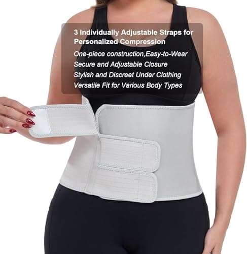 MAMODY Postpartum Belly Band abdominal Binder for Natural Delivery & C-Section, Adjustable Compression Wrap, Abdominal Support Belt (Gray, S/M)