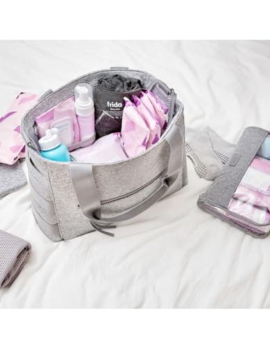 Frida Mom 15pc Labor & Postpartum Kit Gift Set for Baby Showers & Mom to Be, Includes Peri Bottle, Nursing Gown, Disposable Underwear, Ice Maxi Pads, Pad Liners, Perineal Foam, Socks & Toiletry Bag