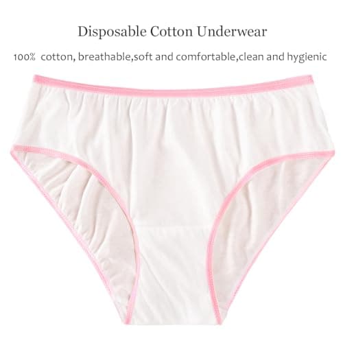 Husviuxin Women’s Disposable Underwear for Travel-Hospital Stays- 100% Cotton Panties White(10pk) (Medium 38-42 inch Hips)