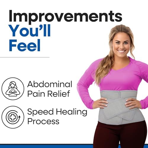 Abdominal Binder Post Surgery Tummy Tuck - Postpartum Belly Band Wrap | Post C Section Belly Binder Recovery | Stomach Compression Hernia Belt For Men or Women After Pregnancy, Hysterectomy S/M