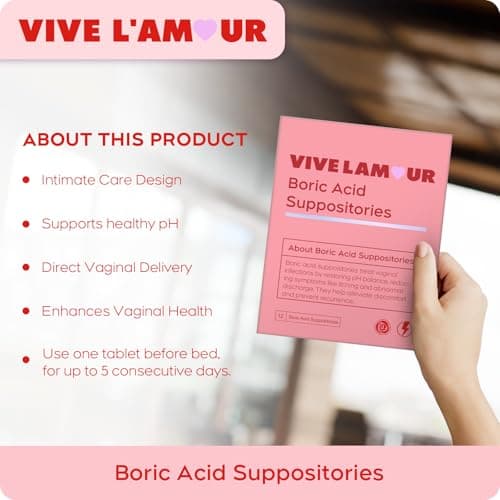 Vive L'Amour HyaloGYN Vaginal Moisturizing Suppositories | Effective Relief for Yeast Infection Symptoms Like Burning, Itching, and Abnormal Discharge | Supports pH Balance | 12 Count