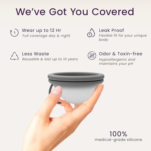 Ecoblossom Reusable Menstrual Disc - Menstrual Cup - Soft Period Disc for Women Designed with Flexible, Medical-Grade Silicone Period Cup (Black)