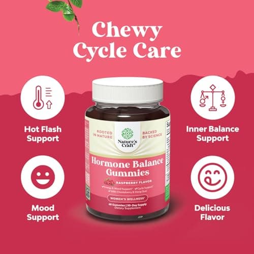 Hormone Balance for Women Gummies of All Ages - PMS Support Supplement for Women to Regulate Menstrual Cycle & Hormonal Balance Menopause & Mood Swings with Vitamin B6 & Dong Quai - 60 Chews