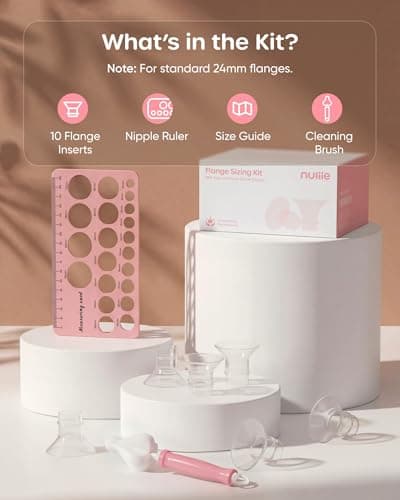 Nuliie 3-in-1 Flange Sizing Kit 13/15/17/19/21mm for 24mm Electric Double Breast Pump Flange/Shield, 10PCS Silicone Flange Inserts to Boost Pumping Efficiency & Comfort, BPA-Free Essential for Moms