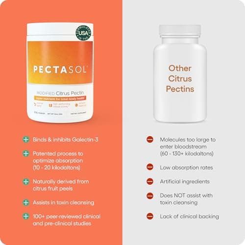 PectaSol Modified Citrus Pectin – 184g Berry Powder – Total-Body Health Supplement to Support the Heart, Immune System, Inflammation Response & Healthy Aging + Maintain Healthy Galectin-3 Levels