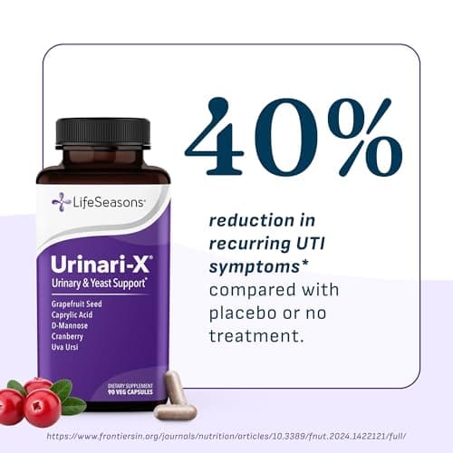 Urinari-X - Urinary Tract Support - Fast Acting UTI Relief - Vitamin Supplement for Healthy Bladder Function & Immunity - D-Mannose, Cranberry, Caprylic Acid, Uva Ursi & Grapefruit - 90 Capsules