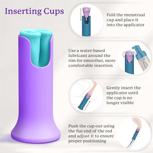 Ecoblossom Menstrual Cup & Disc Applicator Tool - Comfortable & Easy Insertion & Removal - Compatible with Most Period Cups and Discs (Purple)