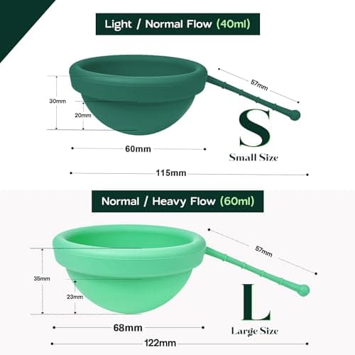 SHORDY Reusable Menstrual Disc Set of 2 (Small & Large), 100% Medical-Grade Silicone, Flexible & Leak-Free Period Disc, Eco Friendly Feminine Hygiene & Care | Tampons, Pads & Cups Alternative (Green)