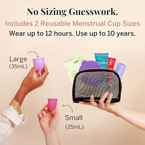 Pixie Menstrual Cup Kit - Best Period Cup Starter Kit for Feminine Care - Proven to Be What You Need to Become A Successful Cup User - 100% Medical-Grade Silicone - Tampon Alternative