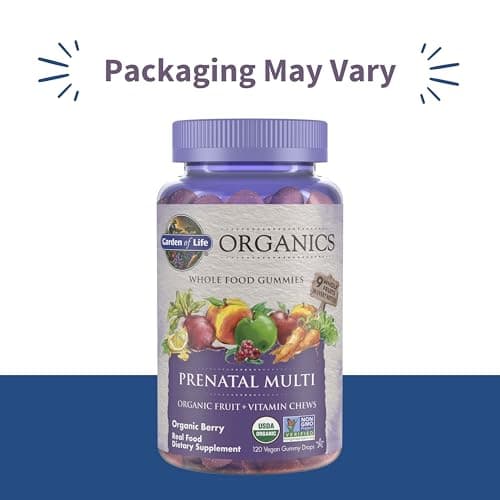 Garden of Life Organics Prenatal Gummies – Prenatal Vitamins for Women with Energy Metabolism Support & Healthy Fetal Development Support, Berry Flavor, USDA Organic, Vegan, 30 Day Supply