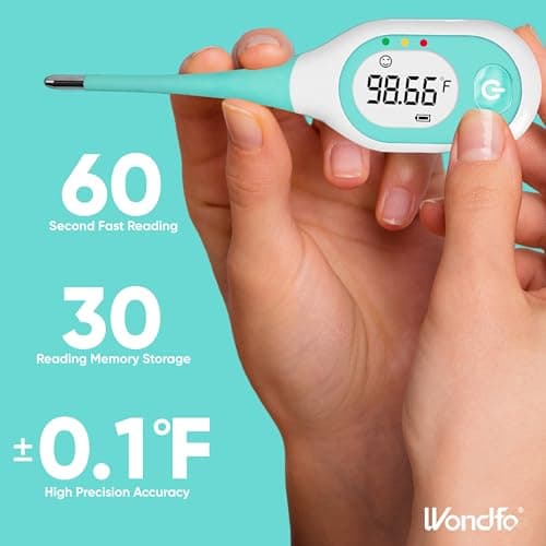 Wondfo Basal Body Thermometer for Ovulation – BBT Thermometer with Face Indicator, 60s Fast Reading, 30 Memory Recall, High Precision Fertility Thermometer, Waterproof