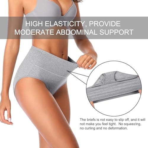 IROCUE High Waisted Postpartum Underwear Full Coverage Cotton Womens Underwear Soft Stretch Panties Comfort Breathable Underpants Multipack-M