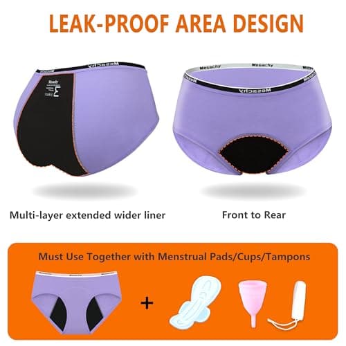Mesachy Teens Girls Period Underwear Kids Period Panties Menstrual Leakproof Protective Underwear for Teens Cotton Briefs