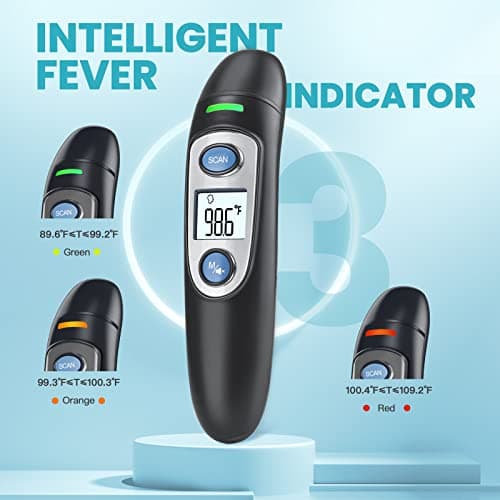 Infrared Thermometer for Adults,Forehead and Ear Thermometer for Fever, Babies, Children, Adults, Indoor and Outdoor Use (Black)