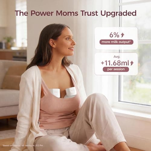 Momcozy Breast Pump S12 Pro Quick, Hands-Free Wearable & Wireless Pump, with DoubleFit Hybrid Flange, 3 Modes & 9 Levels Electric Pump Portable, Smart Display, 24mm Flange, 2 Count, Cozy White