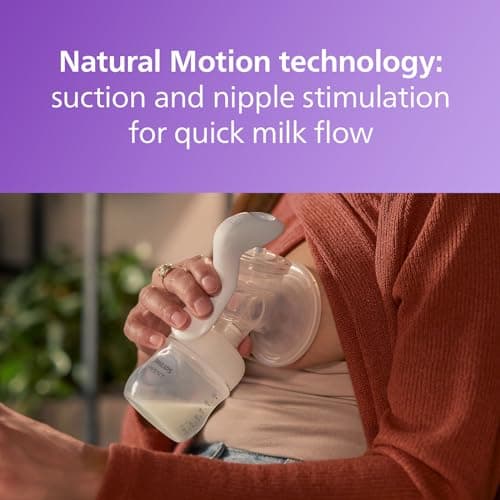 Philips Avent Manual Breast Pump, Easy Pumping with Natural Motion Technology, Silicone Cushion, 4oz Natural Bottle, Sealing Disc, Screw Ring, Transparent, Model SCF430/03