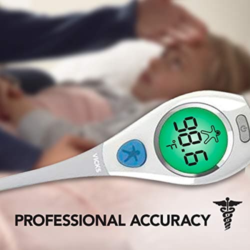 Vicks RapidRead Digital Thermometer, Temperature Readings in 2 Seconds, Use as Oral Thermometer for Adults and Baby, Rectal Thermometer or Under Arm, Water Resistant