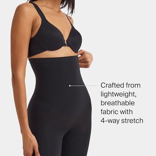 SPANX SPANXsculpt Power Series High-Waisted Mid-Thigh Short - Lightweight, All-Day Comfort - Core Control Shapewear - Very Black - Medium
