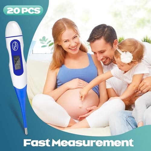 TrelaCo 20 Pcs Thermometer for Adults Digital Oral Thermometer for Fever Basal Body Fast Reading Flexible Tip for Underarm Rectal Mouth Temperature Measurement