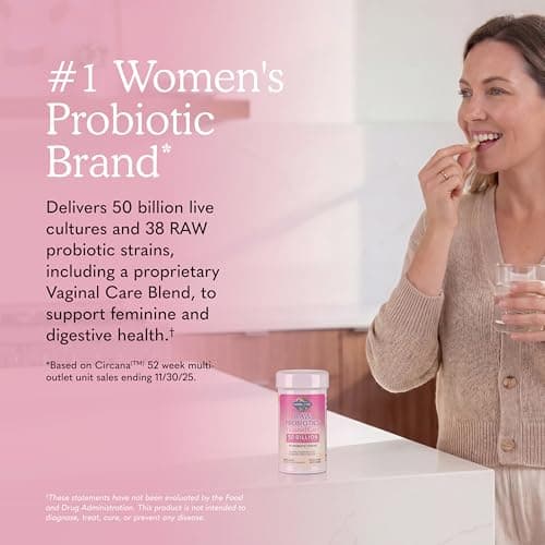 Garden of Life Raw Probiotics Vaginal Care - 50 Billion CFU - 38 Probiotic Strains - Supports Vaginal & Urinary Tract Health - Shelf Stable - 30 Vegetarian Capsules