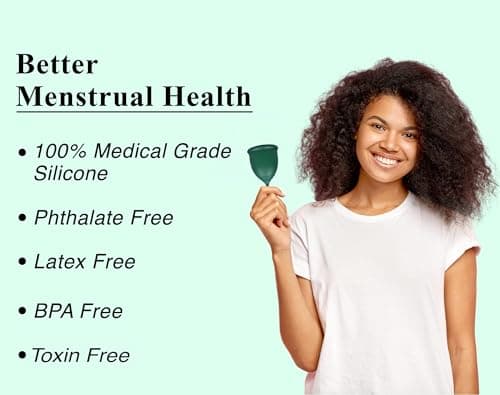 SHORDY Reusable Menstrual Cups (Large) Set of 2 with Mini Box, Medical Grade Silicone, Coupe Menstruelle, Safe Period Cup, Heavy Flow Kit, Feminine Hygiene, Tampons, Pads & Disc Alternative (Green)