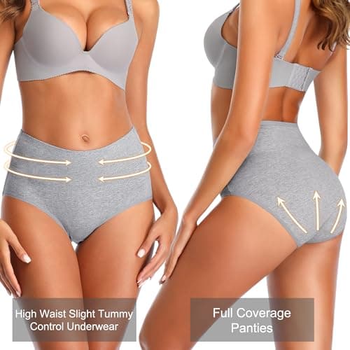 IROCUE High Waisted Postpartum Underwear Full Coverage Cotton Womens Underwear Soft Stretch Panties Comfort Breathable Underpants Multipack-M
