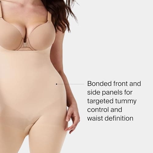 SPANX SPANXsculpt Power Series Open-Bust Mid-Thigh Bodysuit - Level 4 Compression - Lightweight Body Shaper - Shapewear for Women - Soft Nude - Medium