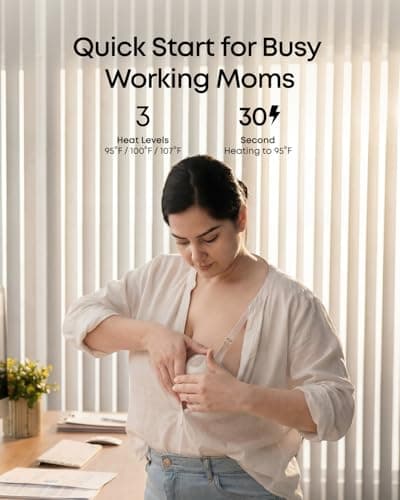eufy Security Heated Breast Pump Hands-Free E20, Wearable with Innovative HeatFlow, 3 Heat Levels, Optimized Rhythm via App, 300 mmHg Strong Suction, Leakproof, Ultra-Slim and Quiet for in-Bra Use