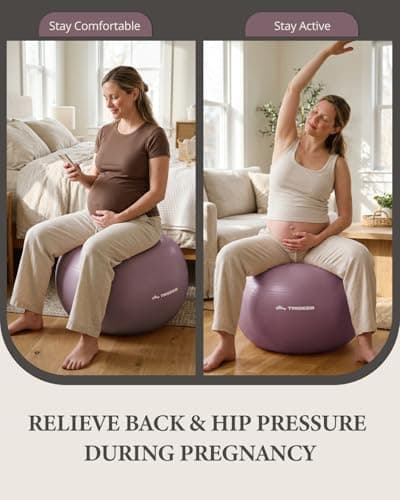 Trideer Yoga Ball for Pregnancy Office Ball Chair– Exercise Ball for Birthing, Labor, Stretching & Core Workout – Anti-Burst, Slip-Resistant for Home Gym, Flexible Seating & Physical Therapy