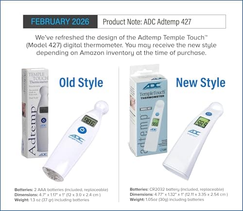 Adtemp 427 Temporal Contact Thermometer LCD Display 427 1 Each