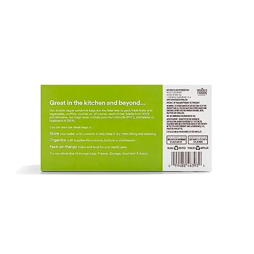 365 by Whole Foods Market, Sandwich Size Storage Bags, Double Zipper, 100 Count
