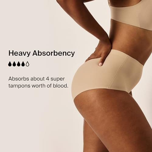 KNIX Super Leakproof High Rise Underwear - Period Underwear for Women - Machine Washable, Reusable - Warm Sand, Large (1 Pack)