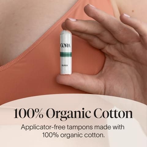 Cora Organic Cotton Non-Applicator Tampons (36 Regular Non-Applicator Tampons)
